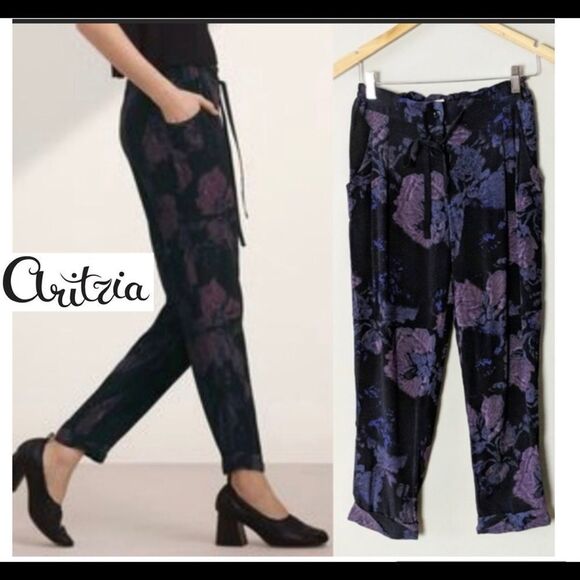 Aritzia Wilfred Marais floral pants black purple Sz S🔥 - Picture 12 of 12